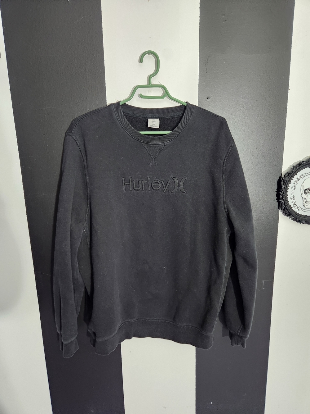 Hurley Black Embroidered Logo Crewneck Sweatshirt